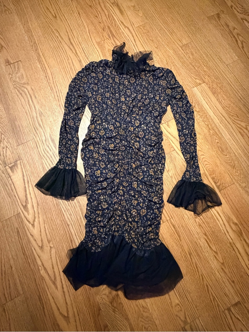 Veronica Beard Black and Gold Floral Lace Midi Dress - Picture 13 of 13